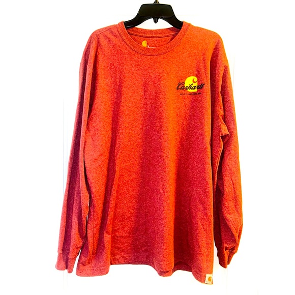 Carhartt Long Sleeve Maroon Logo Top Shirt Large Red - Picture 1 of 4